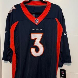 Nike Men's Dark Blue and Red Broncos Jersey